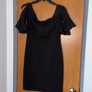 black off the shoulder formal dress